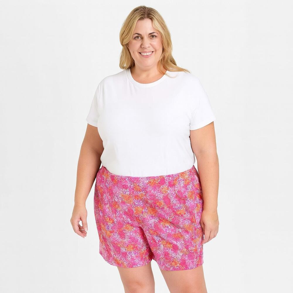 Isaac Mizrahi Live! Regular Printed Linen Bermuda Shorts 18W